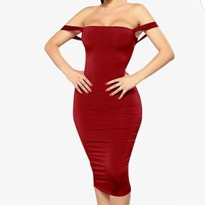 Women's Sexy Lace Up Backless Bodycon Midi Party Club Dress